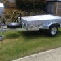 box trailer with spare wheel cover and jockey wheel